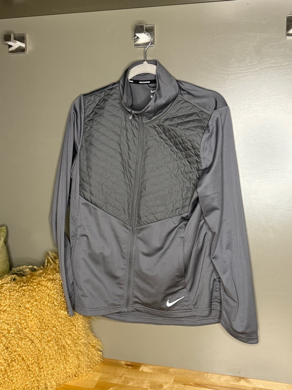 Nike Charcoal Quilted-Panel Full Zip Jacket